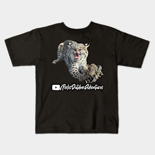 bobcat caught in trap w/ white writing Kids T-Shirt